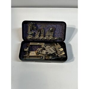 Vintage Greist Rotary Sewing Machine Attachments Set w Original Tin Case